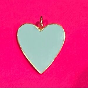 Nwt colored heart pendant- light blue with gold trim